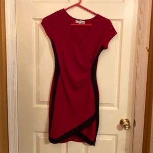 Red form fitting cocktail dress